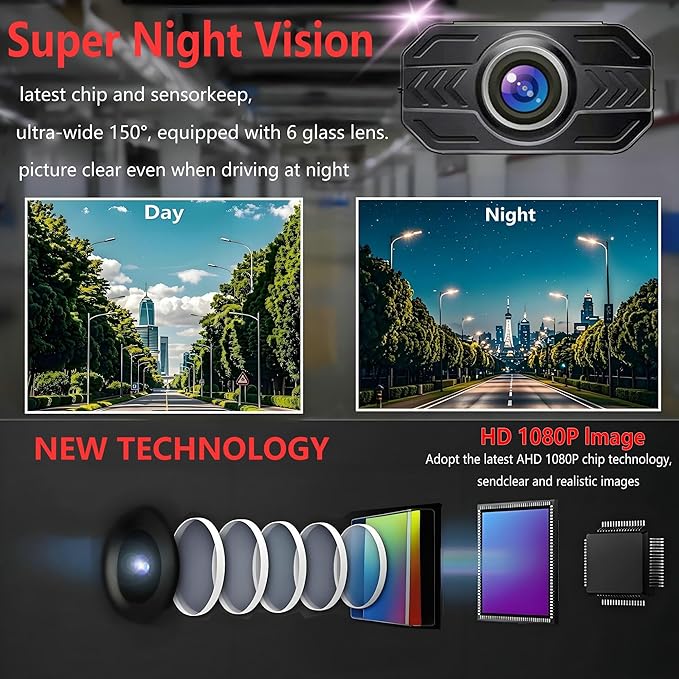 YIMU Car Backup Camera for Truck 7″ monitor AHD 2K Front Rear View Camera for car,USB Powered Plug-Play, Night Vision No-Delay DIY Grid Lines Touch Screen AHD702