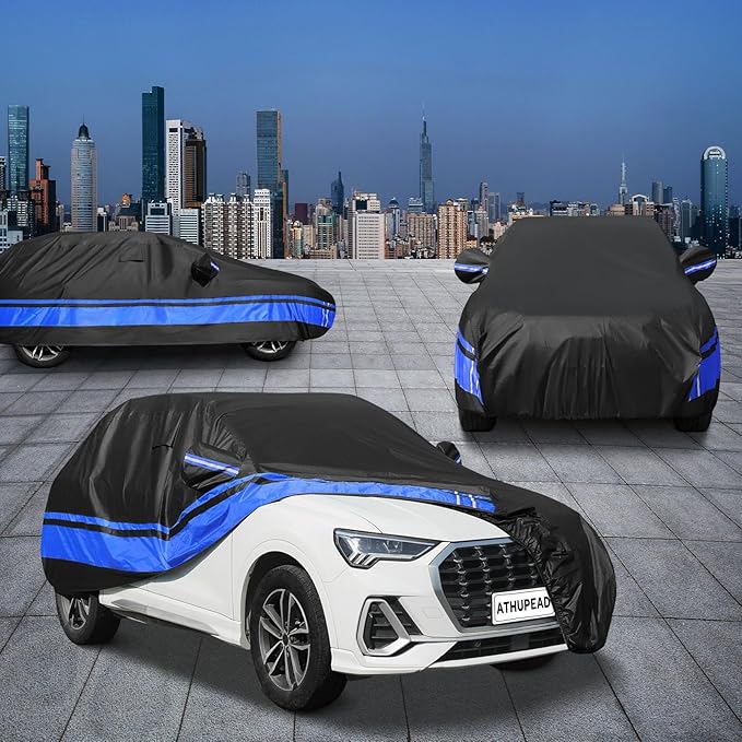 10-Layer SUV Car Cover Waterproof All Weather for Automobiles, Universal Fit for Audi Q7/SQ7, Ford Explorer, Mercedes GLE-Class, Tesla Model X, SUV 192"-201" L, Size S4 (See Size Chart)
