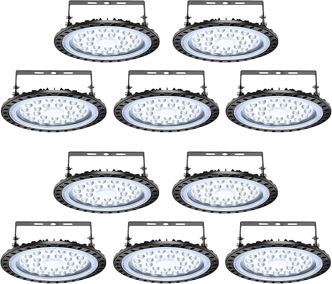 Viugreum 10 Pack 100W UFO LED High Bay Light, 10000LM 6500K Daylight White Led Bay Light Fixtures, IP65 Waterproof Commercial Warehouse/Workshop/Wet Location Area Light