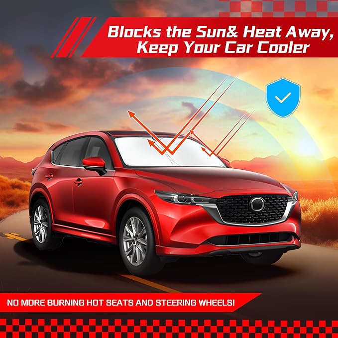 ARISMOTOR Windshield Sun Shade for Mazda CX5 2017-2025, Custom Fit Foldable Front Window Sunshade Sun Visor Protector, Block UV Rays Keep Your Car Cooler