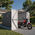 5’ x 10’ Motorcycle Storage Sheds, Metal Shelter & Garage with Windows and Lockable Door Handle, Heavy Duty Vehicle Shed for All Weather, Anthracite with White Trim