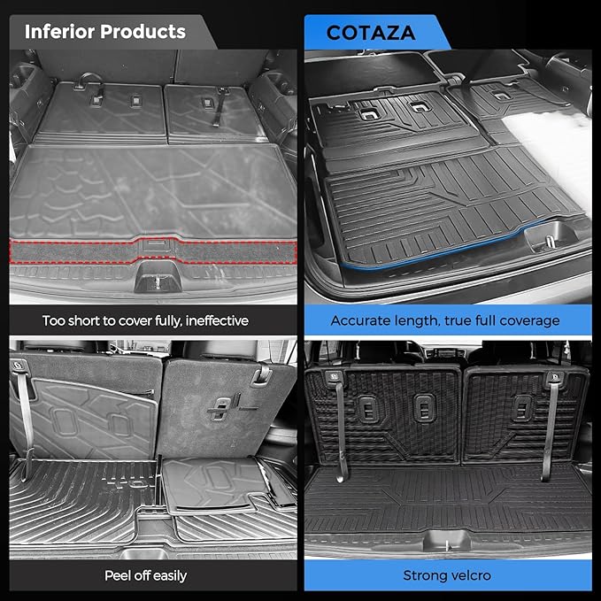 Car Floor Mats for Honda Pilot 2016-2022 8 Seats (No Elite Models), Accessories for Honda Pilot 2016-2022, All Weather Black Rubber Liners for Cars, Custom Fit Trunk Mat Back Seat Cover, 4PCS