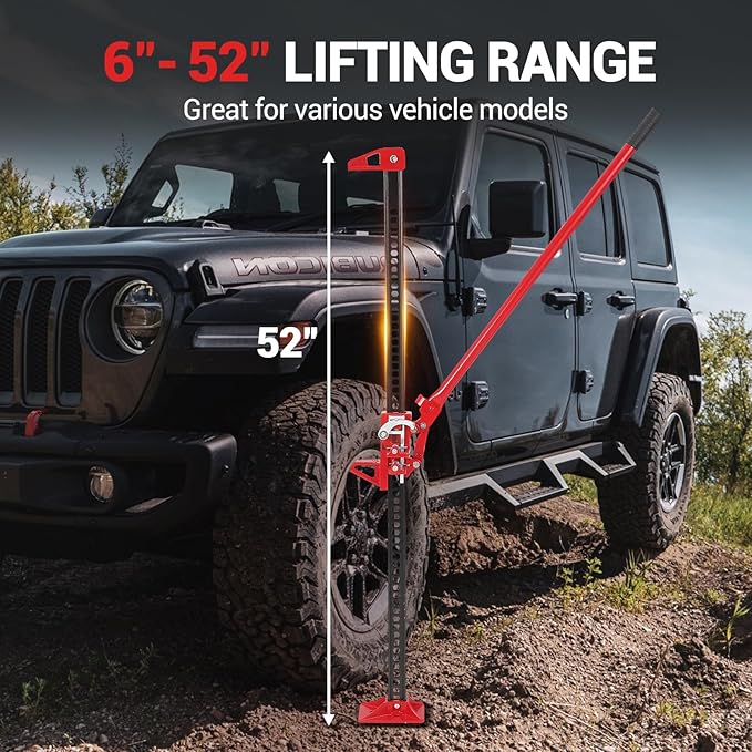 Multi-Functional Lift Jack, Farm Jack Heavy Duty Off Road, for Tractor, Truck, SUV, ATV, UTV, Off Road Accessories, Durable 3 Ton with Wide Base & Ratcheting Mechanism