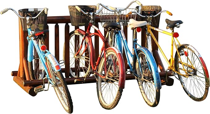 13-Place Bike Log Rack, Outdoor Bike Stand, Freestanding Commercial Bicycle Storage Racks, Standing Rack for Bikes, Bicycle Parking Floor Stand, Ebike Racks, Fat Tire Bikes for Men - Unfinished