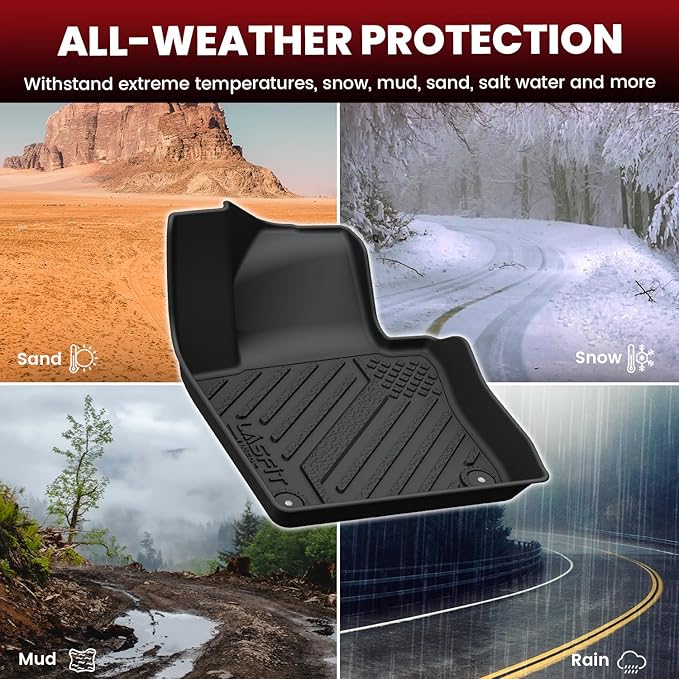 LASFIT Floor Mats Custom Fit for Volkswagen Jetta 2011-2018 (Not Fit for Jetta SportWagen), All-Weather Protection TPE 1st & 2nd Row Car Liners for VW Accsessories, Black Odor-Less Easy to Clean
