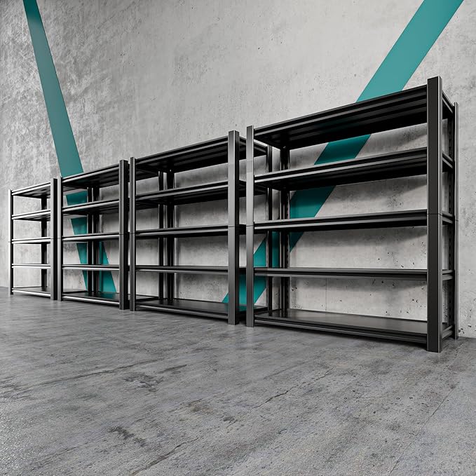 76" H x 60" W x 24" D 5-Tier Heavy Duty Garage Shelving Unit, 3000 LBS Capacity Metal Storage Rack,Adjustable Steel Shelves for Garage, Warehouse, Basement, Pantry, Workshop.4 Pack