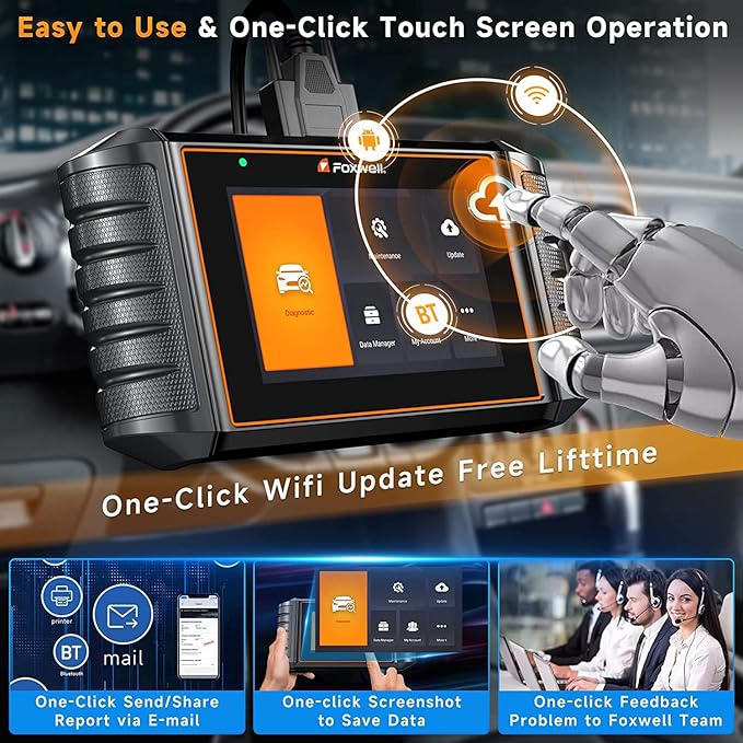 2025 FOXWELL NT716 OBD2 Scanner Bidirectional Control 9+ Resets Scan Tool ABS SRS Transmission Engine Diagnostic Code Reader WiFi Update Injector Coding/D-P-F/BMS/ABS Bleed/Oil/EPB/TPMS/SAS/Throttle