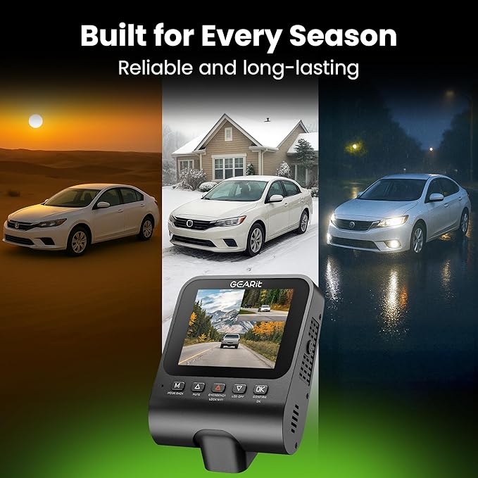 GEARit 4K Dual Dash Cam Front and Rear Camera with WiFi, GPS, Night Vision - 2 Channel Car Camera System with Supercapacitor, Parking Mode, Loop Recording & Free 64GB SD Card