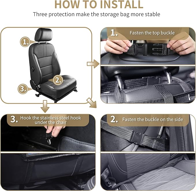 LUCMO Car Backseat Organizer with Touch Screen Tablet Holder,9 Storage Pockets Car Storage Organizer,Protectors Kick Mats Travel Accessories for Kids-Dark Blue