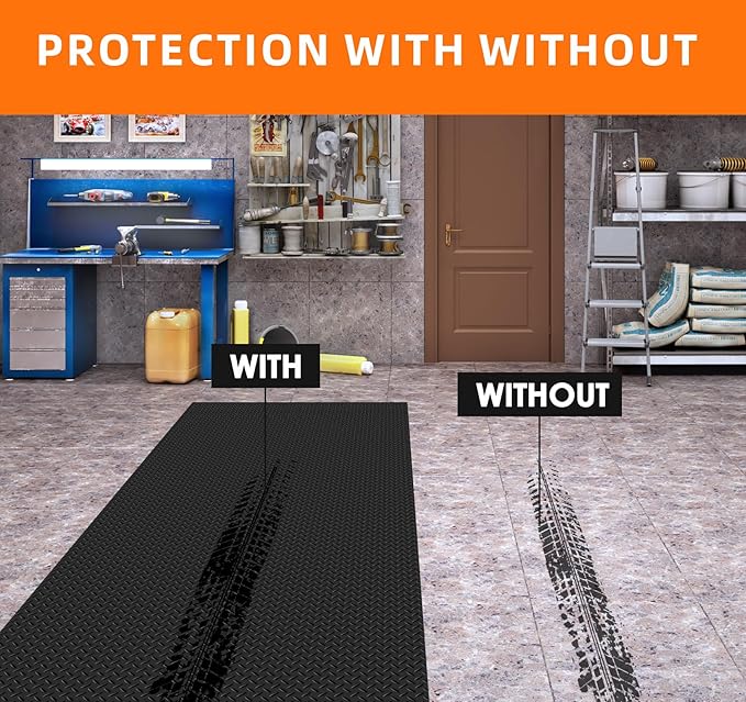 Nisorpa 16'5'' x 3'4'' Diamond Plate Flooring Roll, Rubber Garage Floor Mat, Non-Slip Floor Protector Rolls for Garage Under Car Warehouse Industry