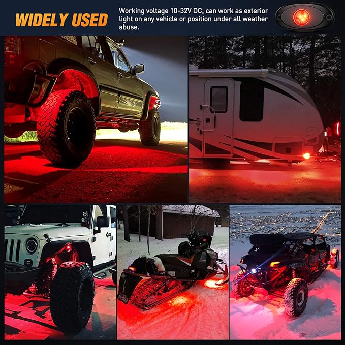 Nilight LED Rock Light 4PCS Underglow Wheel Well Pods Waterproof Exterior Underbody Roof Rack Side Lamps for Car Truck Pickups ATV UTV SUV Motorcycle Boat, Red Color