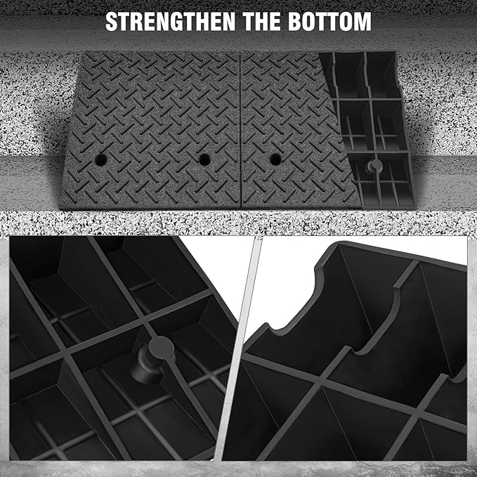 DNA MOTORING 6.9" Rise Rubber Curb Ramp Heavy Duty Loading Driveway Ramp Threshold Ramp 39 in L x 19.5 in W x 6.9 in H for Loading Dock, Warehouse, Wheelchair, Motorcycles, Cars, TOOLS-00653