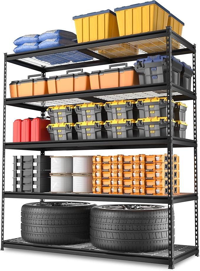 WORKPRO 4000LBS Heavy Duty Shelving, 48”W x 24”D x 72”H, 5-Tier Storage Shelves, Adjustable Metal Shelving, Garage Shelving for Basement, Warehouse, Workshop