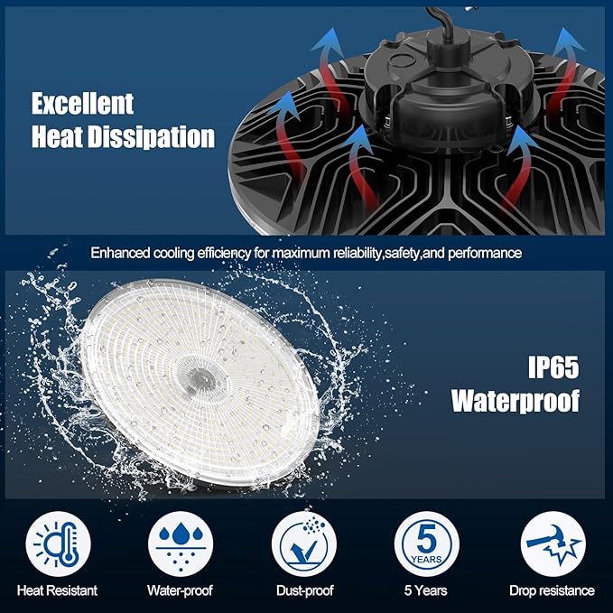 BBESTLED UFO Commercial Lights for Ceiling LED 200W, High Bay UFO Lights LED Dimmable for Shop Office Workshop Industrial Factory Daylight 5000K Dimmer 28000 Lumen, Warehouse Light Low Bay