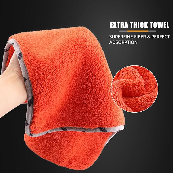 SPTA Car Microfiber Towels, 3Pcs Microfiber Car Cleaning Cloths, Upgraded 1200gsm Ultra-Thick Cars Drying Towel Microfiber for Car and Home Polishing Washing and Detailing 16'' x 16''(3 Pack)