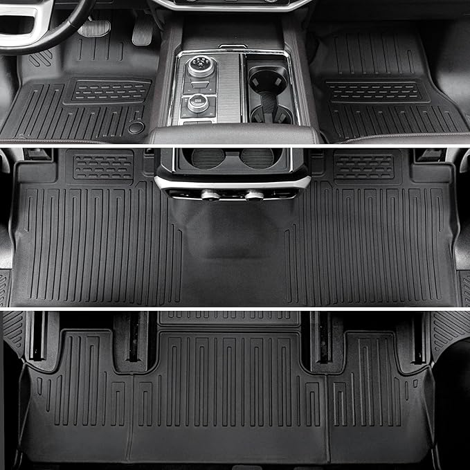 Floor Mats Set for 2018-2024 Ford Expedition/Lincoln Navigator 7 Seats Accessories, Full Coverage All Weather Cargo Mat with Backrest Protectors & Door Sill Guards (Not fit Max or L Model)