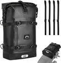 Motorcycle Tail Bag, 30L Waterproof Saddle Bag, 2 Size and 3 Color Options Motorcycle Travel Bag, PVC Luggage Bag, Rear Seat Bag, Classic Black GT-30BL