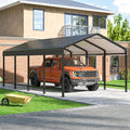 Carport 12x20 FT Metal Carport with Enhanced Base Outdoor Heavy Duty Garage Galvanized Car Shelter for Pickup, Boat, Car and Tractors