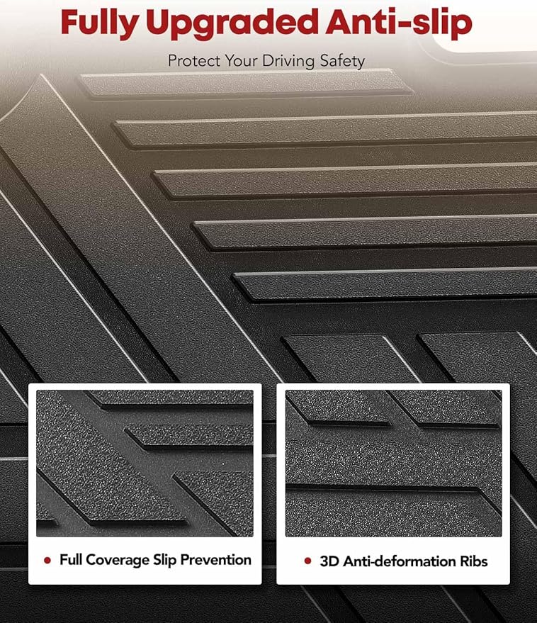 YHTAUTO Floor Mats Compatible with Kia Sorento 2021-2025, TPE All Weather Car Mats Waterproof Anti-Slip Odorless Floor Liner, Sorento Accessories Front & 2nd Row Liner
