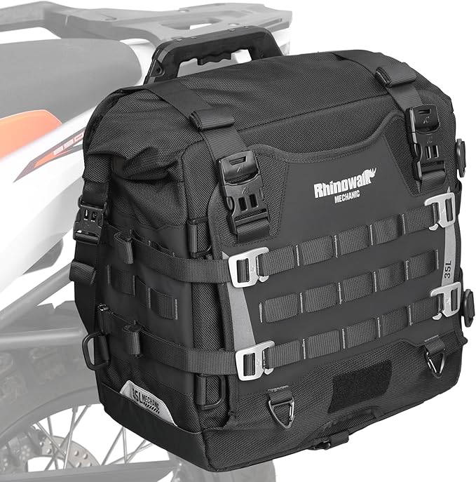 Rhinowalk Motorcycle Saddlebag 35L Waterproof, Quick Release Motorbike Side Bag, Universal Fit Motorcycle Side Bag (1-Piece)