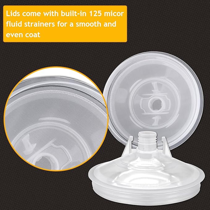 Disposable Paint Cup 20 Ounce (600 ml) Kit - 20 Paint Mixing Cups Liner, 20 Filter Lids, 2 Spray Gun Adapters, 5 Sealing Plugs, 1 Hard Cup，1 Sealing Ring, 1 Stirrer, for Car & DIY Painting