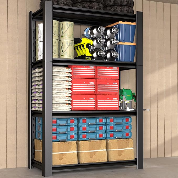 60" H x 40" W x 20" D 4-Tier Heavy Duty Garage Shelving Unit, 2000 LBS Capacity Metal Storage Rack,Adjustable Steel Shelves for Garage, Warehouse, Basement, Pantry, Workshop.1 Pack