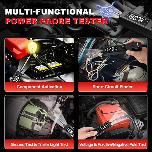 KINGBOLEN ECT200 Automotive Electrical Circuit Tester, 12V 24V Car Voltage Test Power Probe Tester, Component Activation, Continuity Test, Trailer Light Tester, Short Circuit Finder, 16.5FT Cable