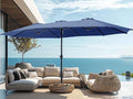 PHI VILLA 15ft Large Patio Umbrellas with Base, Outdoor Double-Sided Rectangle Market Umbrella for Pool Lawn Garden, Haze Blue
