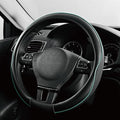 PIC AUTO Steering Wheel Cover, Mint Piping Leather, Sports Carbon Fiber and Super Breathable Leather, Universal 14.5-15.5 Inch Anti-Slip Steering Wheels Accessories for Men & Women