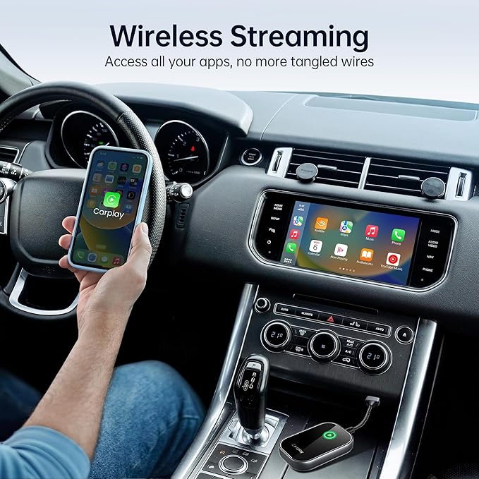 Wireless CarPlay Adapter for iPhone, Converts Wired to Wireless CarPlay Dongle 2024 Upgrade Zero Latency Plug & Play fit for Cars from 2017 & iOS 10+
