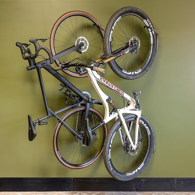 StoreYourBoard Bike Swivel Rack – Wall Mounted Garage Bike Storage, Vertical Hanger with 120° Swing Design & Stopper, Space-Saving Indoor Wall Mount – Fits Kids Bikes, BMX & More