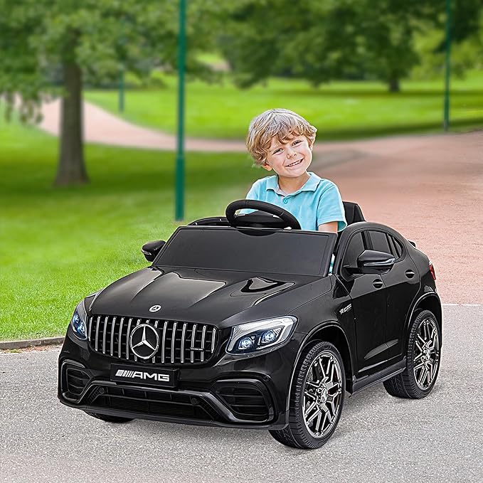 Aosom 12V Toddler Ride On Car with Remote Control, Mercedes Benz AMG GLC63S Coupe, Electric Car with 2 Speed, MP3 Player, Light, Horn, Songs, Suspension, Black