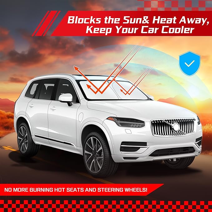 ARISMOTOR Windshield Sun Shade for Volvo XC90 2016-2025 2026, Custom Fit Foldable Front Window Sunshade Sun Visor Protector, Block UV Rays Keep Your Car Cooler