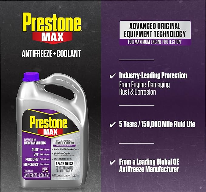 Prestone MAX Euro Violet 50/50 Antifreeze Automotive Coolant, Pack of One