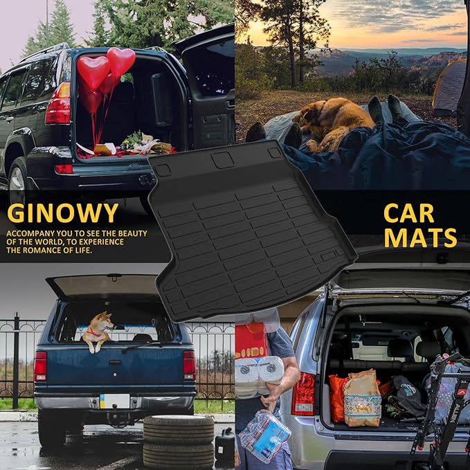 GINOWY-Floor Mats & Cargo Liner for Honda Civic Hybrid 2025(Only for Hatchback), TPE All Weather Civic Car Floor Mats Non-Slip Trunk Mat Floor Liners Waterproof Accessories Black