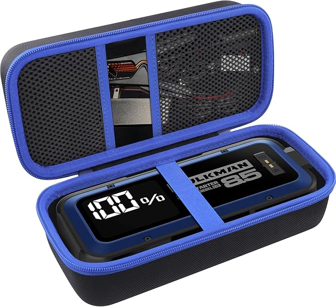 Aenllosi for HULKMAN Alpha85/Alpha85S/Alpha Pro Jump Starter Hard Carrying Case, Black+Blue (Case Only)