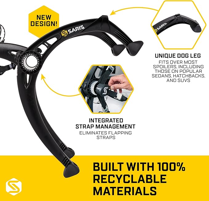 Saris Bones EX 2-Bike Trunk Rack Bicycle Carrier, Durable, Rust-Free, Anti-Sway Straps, Made in USA, Arc-Based Design, 100% Recyclable Materials