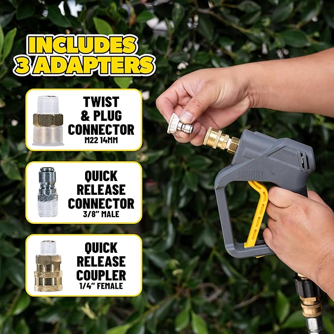 Chemical Guys EQP402 Snubby Pressure Washer Gun, Foam Cannon Attachment, For Gas & Electric Pressure Washers