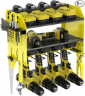 3-Tier Modular Drill Holder & Power Tool Organizer Wall Mount with Charging Station, Tool Storage Rack with Hooks, 8-Outlet Power Strip, Bit Rack & Cordless Garage Tool Organization (Yellow)