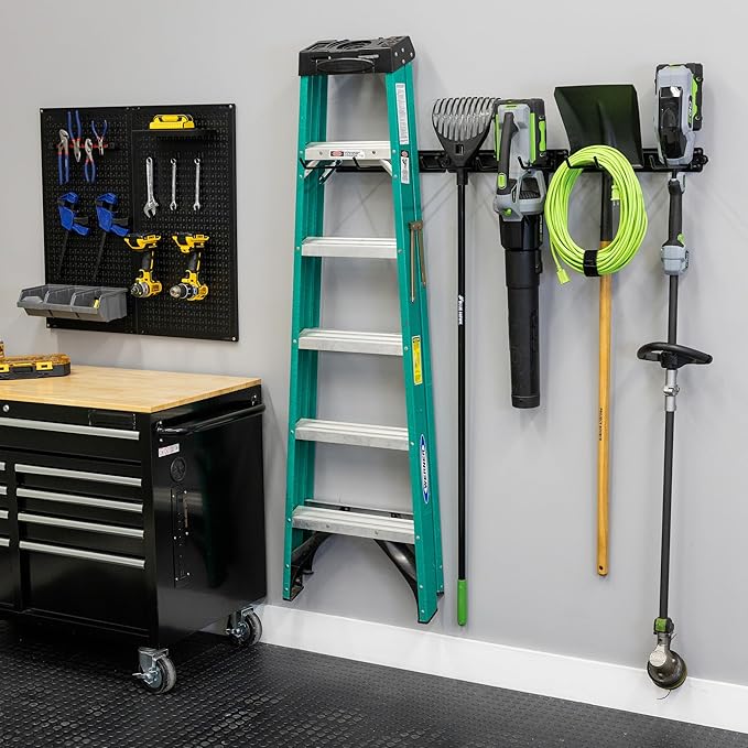 StoreYourBoard 48'' Modular Garage Tool Organizer Wall Mount – Adjustable Garden Tool Rack for Garage Organization and Storage, Heavy-Duty Steel Wall Tool Organizer, Holds 450 lbs