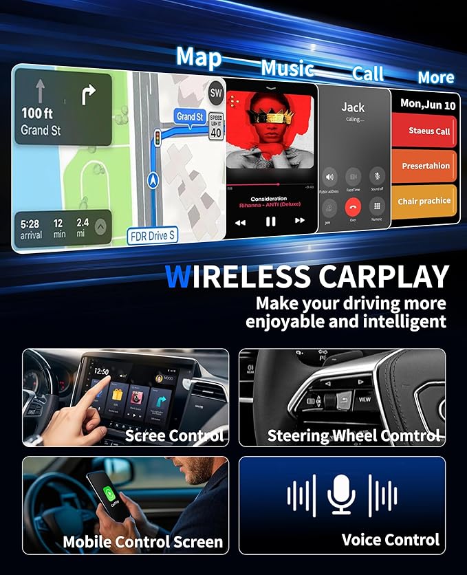Wireless CarPlay Adapter, 2025 Upgraded 2-in-1 Mini Size CarPlay & Android Auto, Convert Wired to Wireless with USB & Type-C, Plug & Play, Stable Control & No Delay Car Play with iPhone & Android