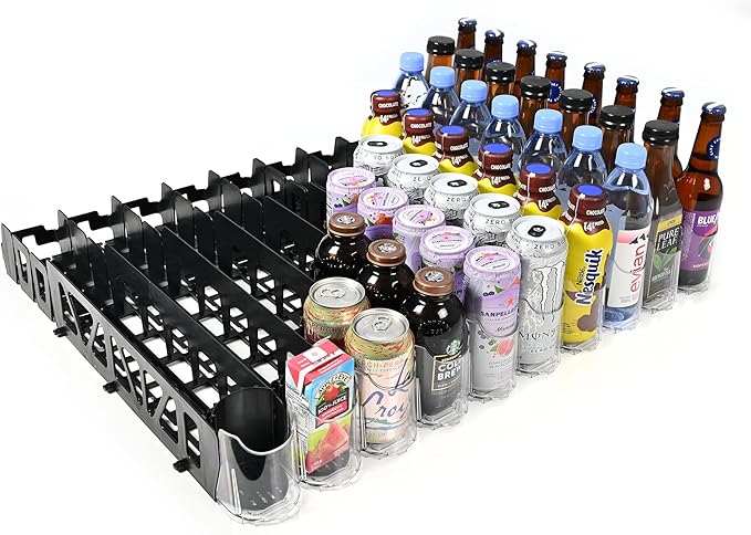 Visi-FAST Spring Push Drink Dispenser, Refrigerator Organizers and Storage for 12/16 oz Beverages, Bottles, and Cans, Drink Dispenser for Fridge, Commercial and Home, (Pack of 1)