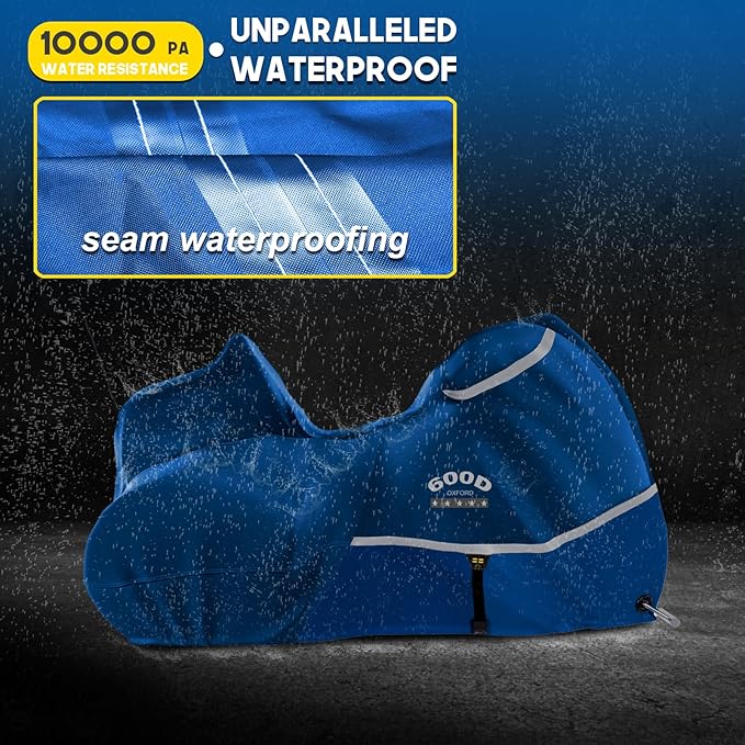 Rosefray Trike Cover,Motorcycle Cover Heavy Duty 600D Waterproof for Trike Models, Tri Glide, and CVO Version, Trike Goldwing, Chidftain, Challenger, Elite Storage, Blue