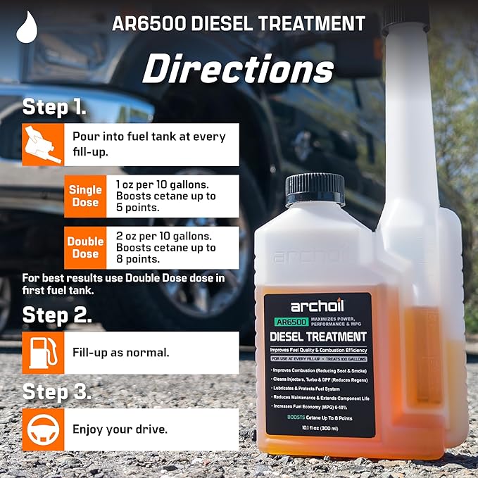 Archoil AR6500 Diesel Treatment (10.1 oz) - Four Pack - Treats 400 Gallons - Additive for All Diesel Vehicles…