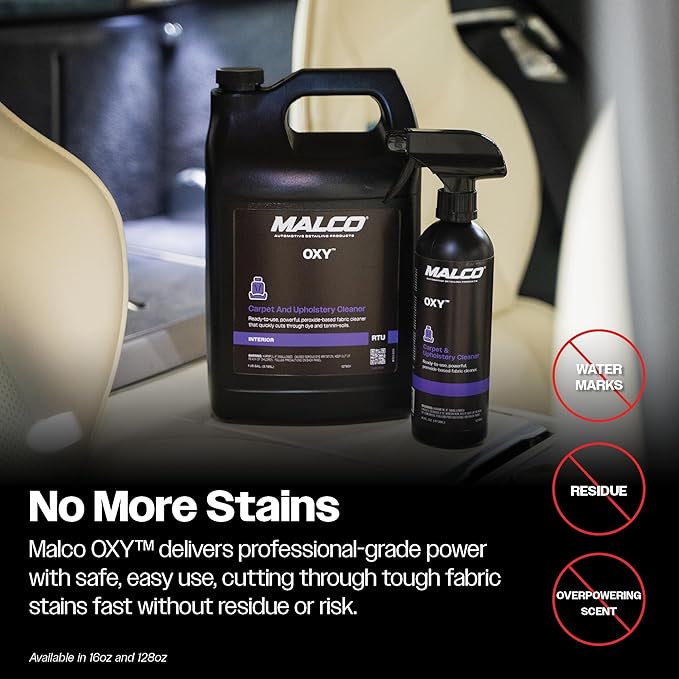 Malco OXY Carpet & Upholstery Cleaner - Stain Remover Spray for Car Interior Fabric/Cleans the Toughest Vehicle Stains/Deep Cleaning Liquid Formula / 16 Oz. (127816)
