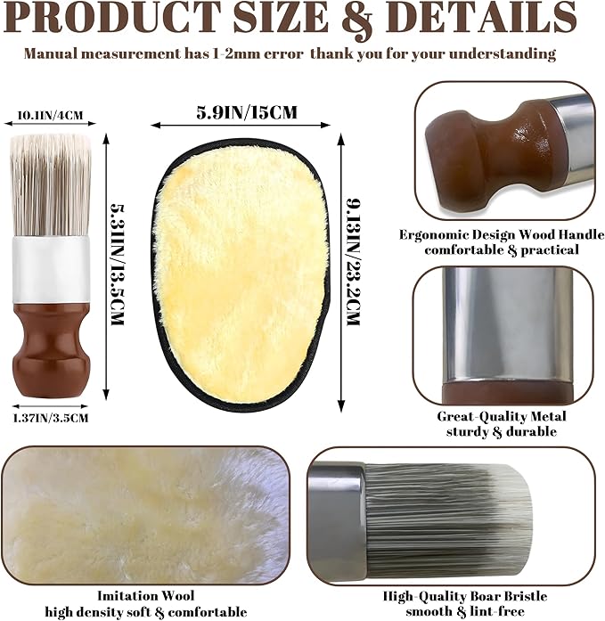 Salve Brush for Furniture,Leather&Wood Care Cleaning Brush w/Glove,Furniture Brush with Comfortable Handle&Soft Bristles,Durable Salve Wax Brushing Tool for Home Office Sofas Car Interiors,Bags,Shoes