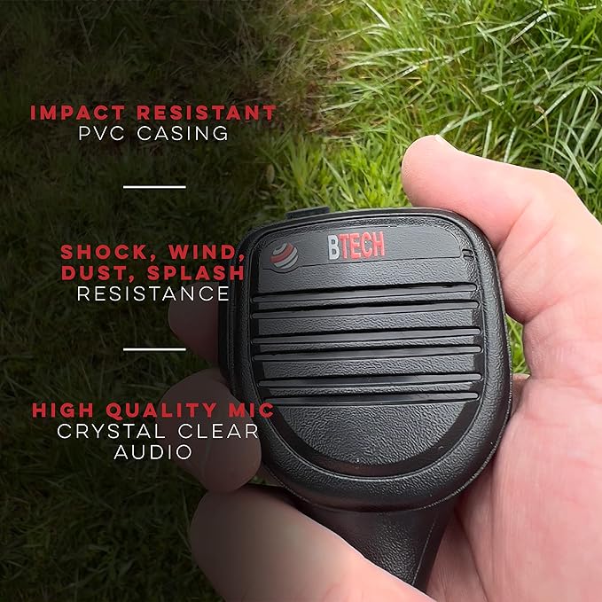 BTECH QHM22D Dual Push-to-Talk (PTT) Speaker Mic, Platinum Series IP54 Rainproof Shoulder Mic for BaoFeng, BTECH, Kenwood Radios