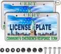 License Plate Frames Black Green Automotive Exterior Accessories Cert Community Emergency Response Team Aluminum Metal Car Accessory 2 Pack with Screw Covers Set