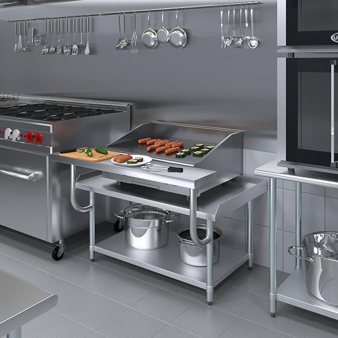 AmGood 13.5 in. x 49 in. Stainless Steel Adjustable Work Surface for 30 in. x 48 in. Equipment Stand
