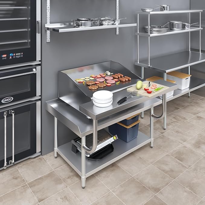 AmGood 13.5 in. x 49 in. Stainless Steel Adjustable Work Surface for 30 in. x 48 in. Equipment Stand